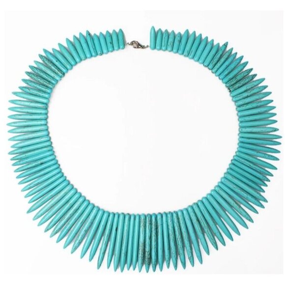 Camdoe Danlen Womens Turquoises Strip Shape Gem Necklace Pale Blue Green Sz48cm - Picture 4 of 7